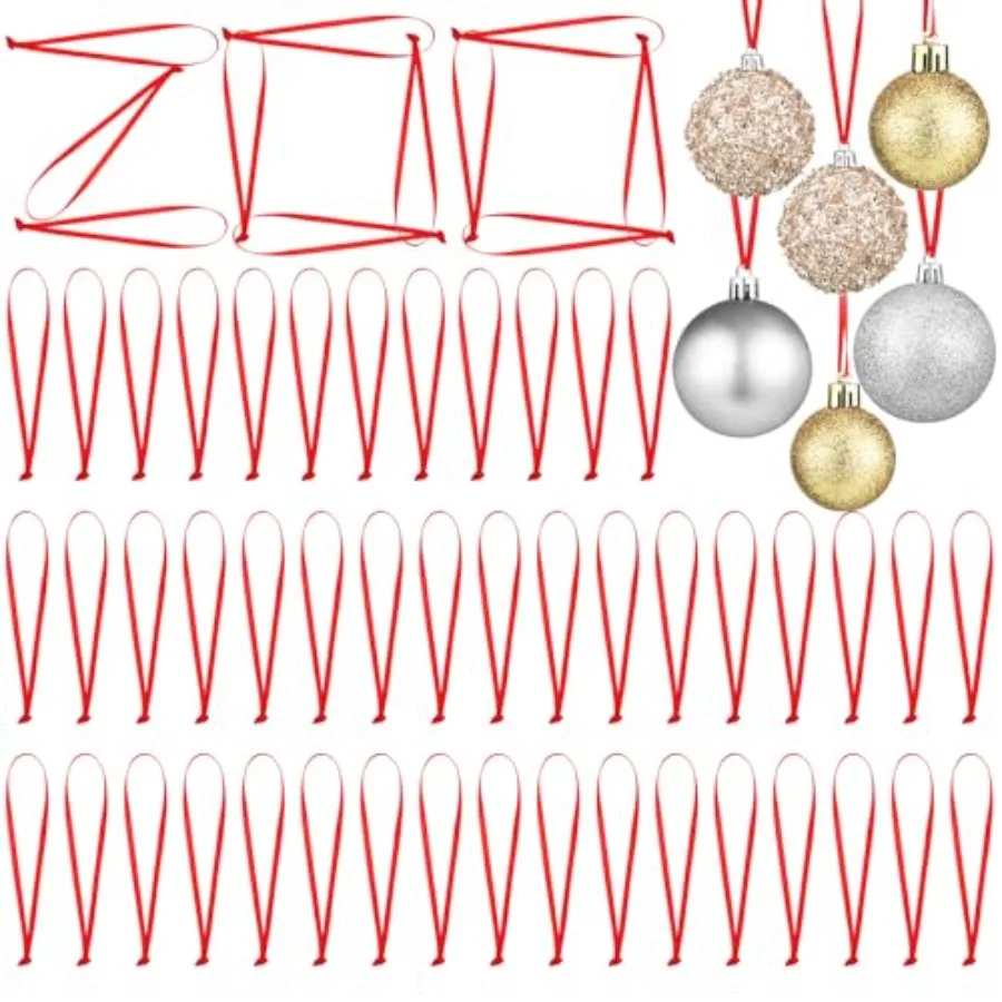 Hangers Ribbon 10.6 Inch Christmas Ornament Ribbon Xmas Tree Lanyard String Ribbon Hanger Fabric Long Loop for Holiday Crafts D