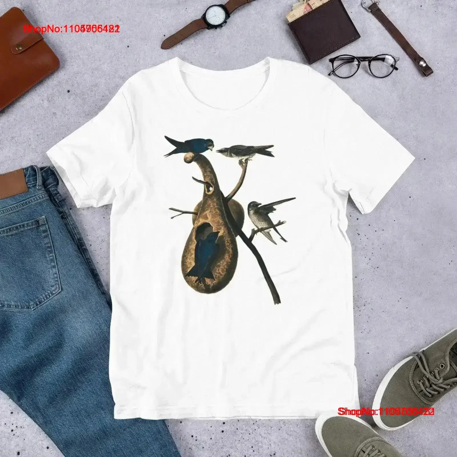 John J Audubon Purple Martins T Shirt Birds of America vintage Washed Breathable Top For Everyday Wear Soft Stretched graphic