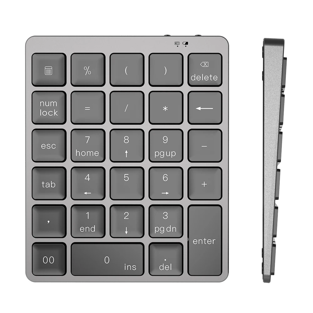 Bluetooth Wireless Numeric Keypad Numpad 28 Keys Portable Hub Financial Accounting Rechargeable Numeric Pad for Laptop Desktop