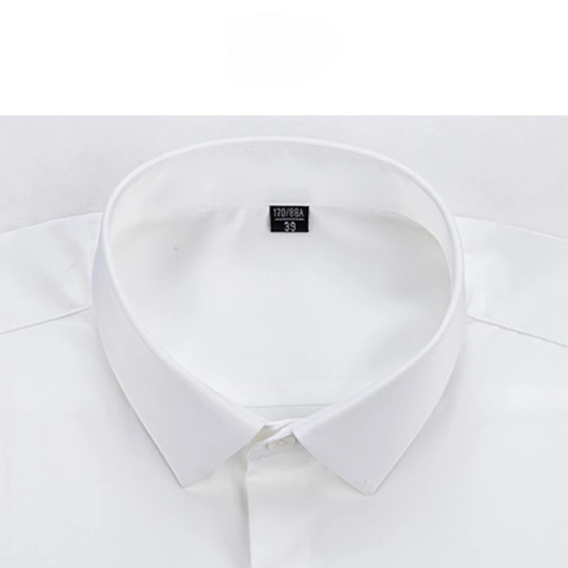 S-6XL Anti-wrinkle Men Shirt Long Sleeve Casual Soft Cozy Business Formal Work White Shirt Men Long sleeved No Pockets