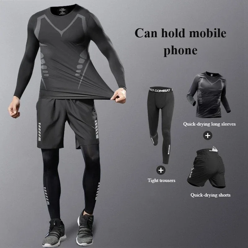 Mallas para hombre, traje deportivo para gimnasio, ropa deportiva para hombre, ropa deportiva para entrenamiento, chándales para correr, conjunto de trajes de compresión para correr