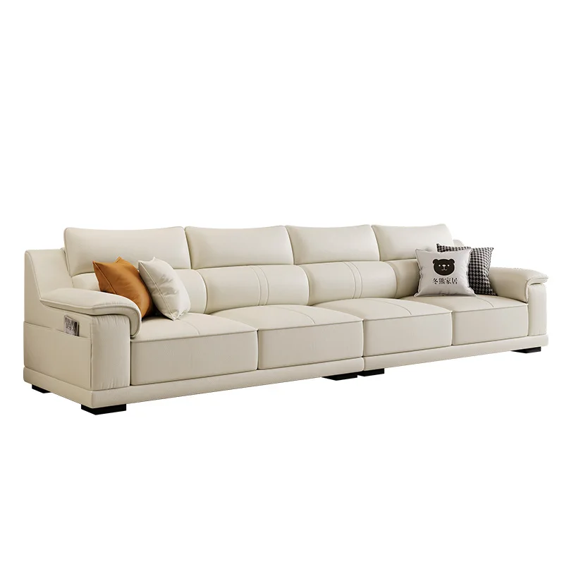 北欧シンプルモダンライト高級レザーソファリビングルーム小さなアパートハイバックレストインターネットセレブレザーソファ