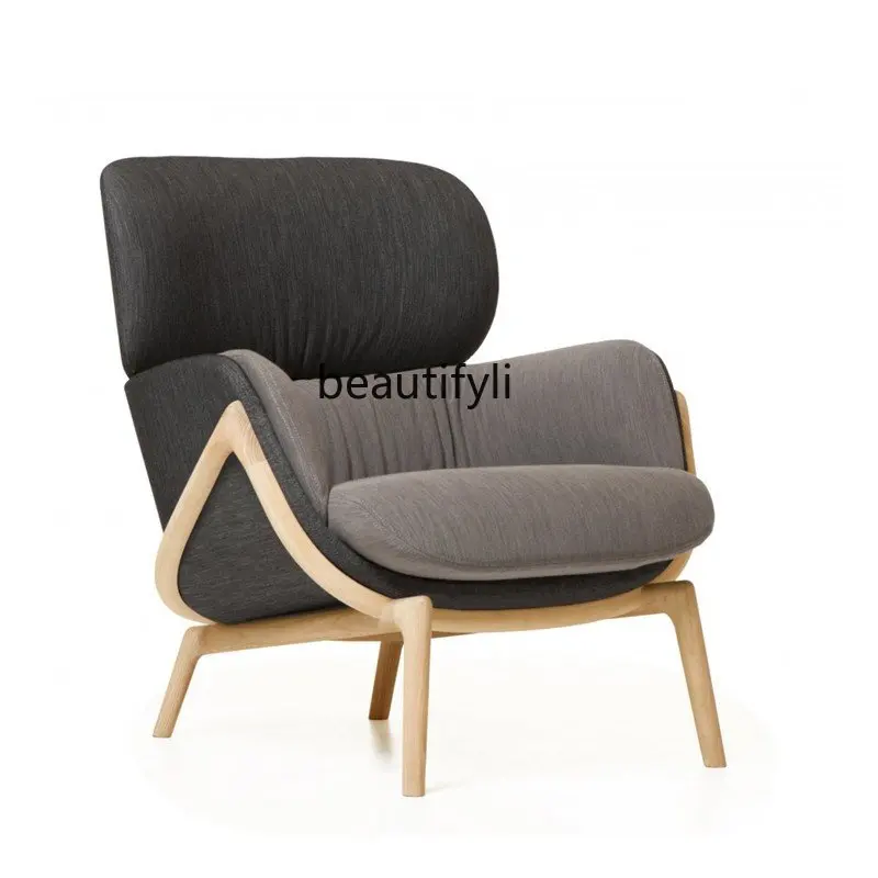 

Customized Nordic Light Luxury Casual Simple Solid Wood Single Armchair Italian Modern Designer Art Special-Shaped Sofa