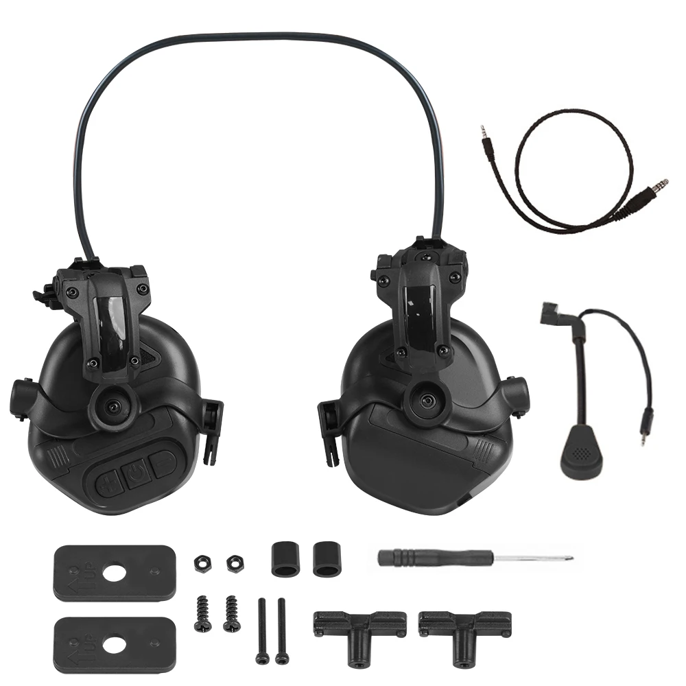 BOOIU Cuffie da tiro tattiche Casco veloce Interfaccia da 3,5 mm Cuffie da pickup Allenamento tattico Comunicazione Paraorecchie uditivo