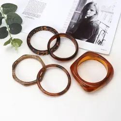 Tortoiseshell Acrylic Bracelet Resin Brown Leopard Mottled Bangle Women Jewelry Drop Shipping