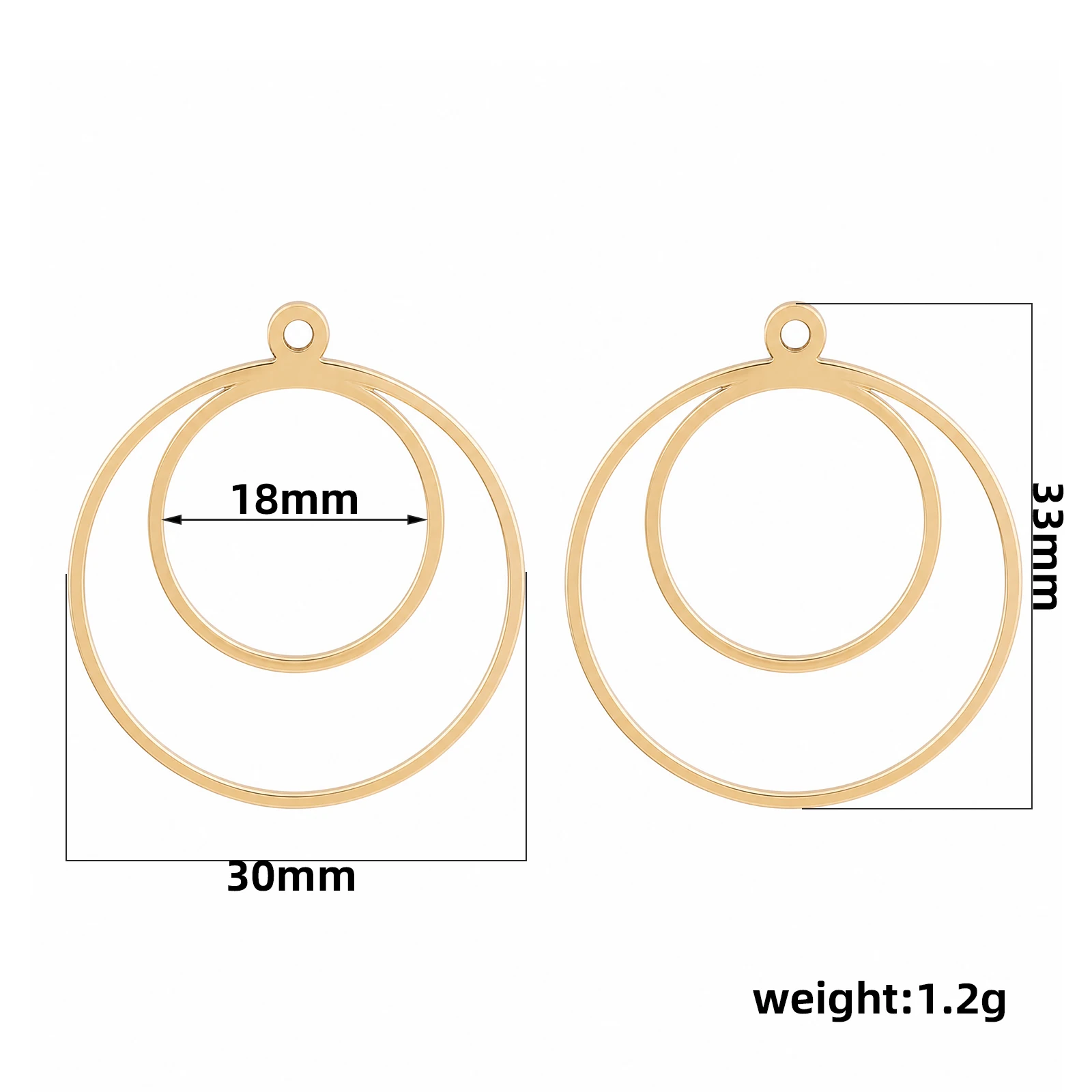 10pcs Stainless Steel Double Circle Earring Connectors Gold Plated Hoop Charms With Loop Diy Jewelry Making Accessories