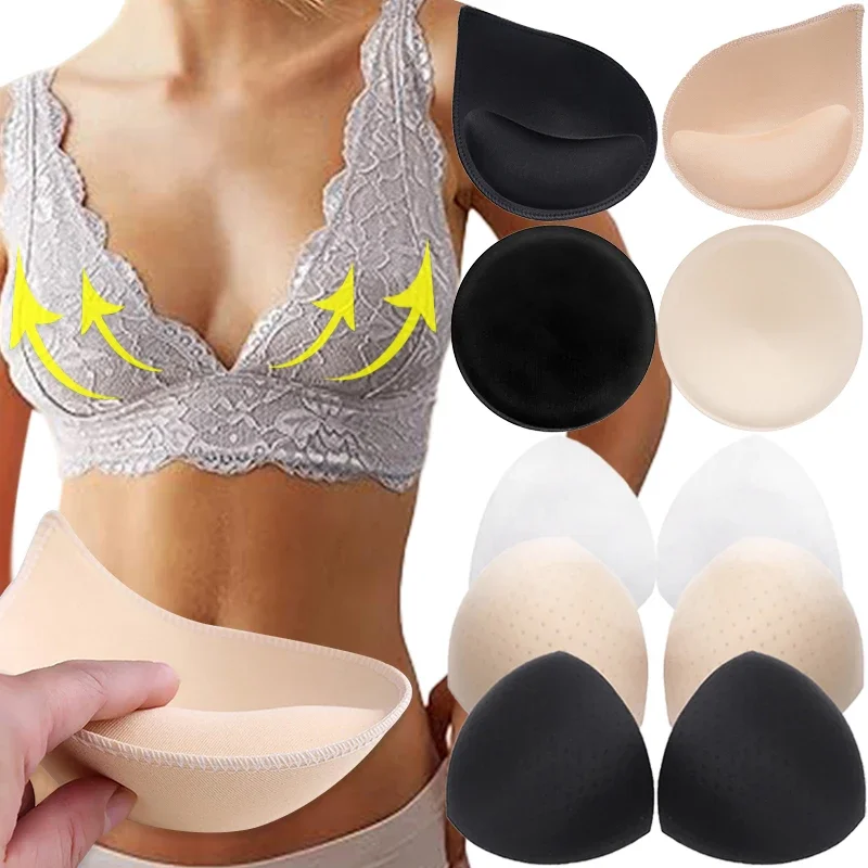 Coussinets de soutien-gorge en éponge douce pour femmes, sous-vêtements féminins, coussin en coton pour le levage des seins, inserts de soutien-gorge multicolores, doublure anti-odeur, coussinets de poitrine élastiques
