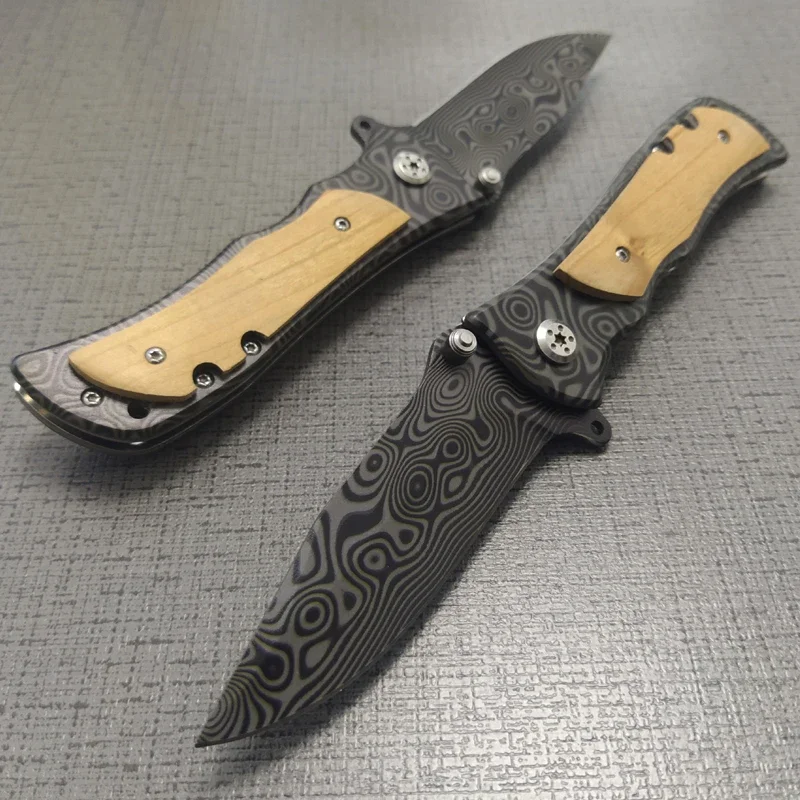 

Damascus Hunting Straight Knife Tactical KnifeFixed Knives,steel Head+solid Wood Handle Survival Knife,Camping Rescue Knife Tool