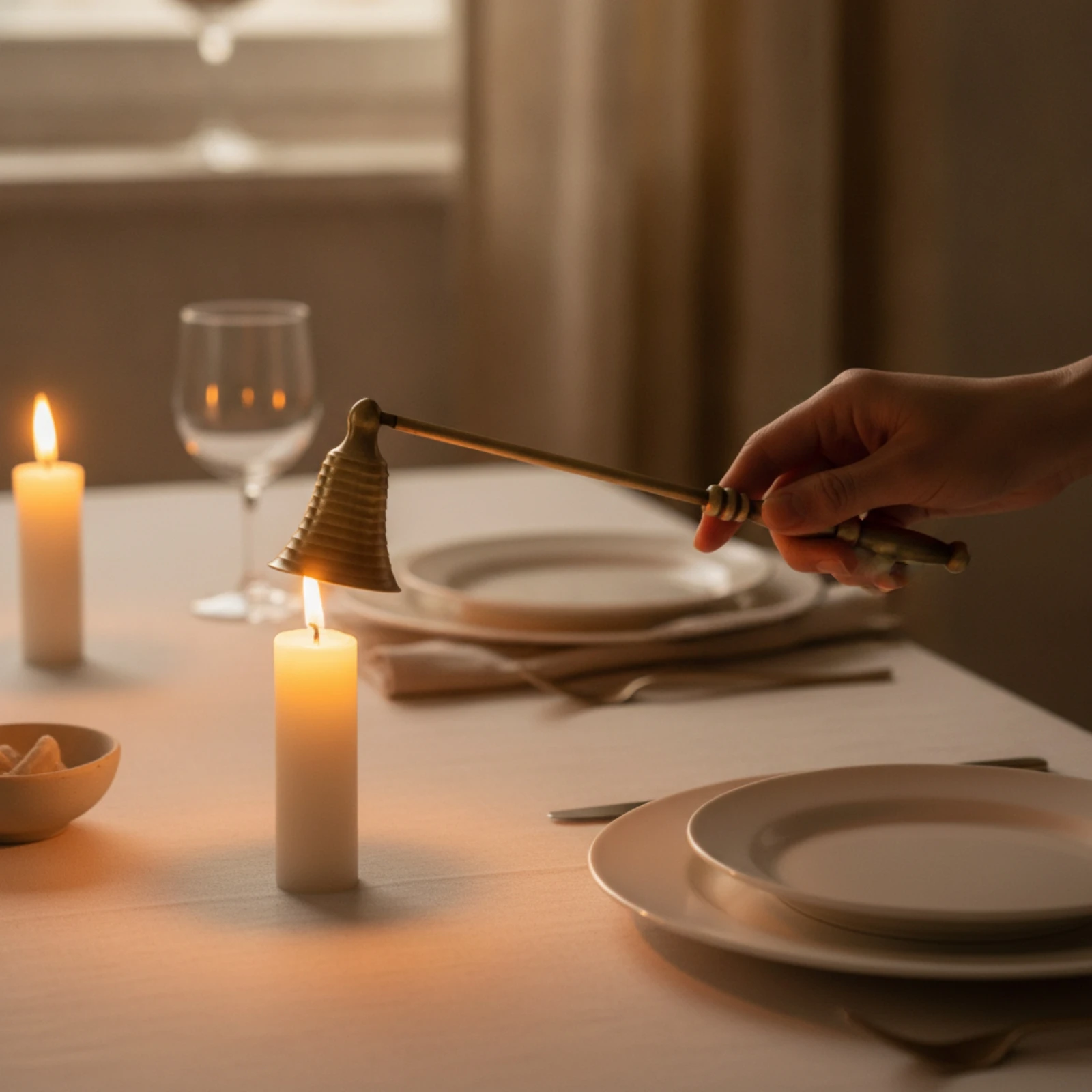 Candle Snuffer with Bell Head Vintage Candle Snuffer with Long Handle Tool Polished Non-Slip for Home Decorators, Dinner Table