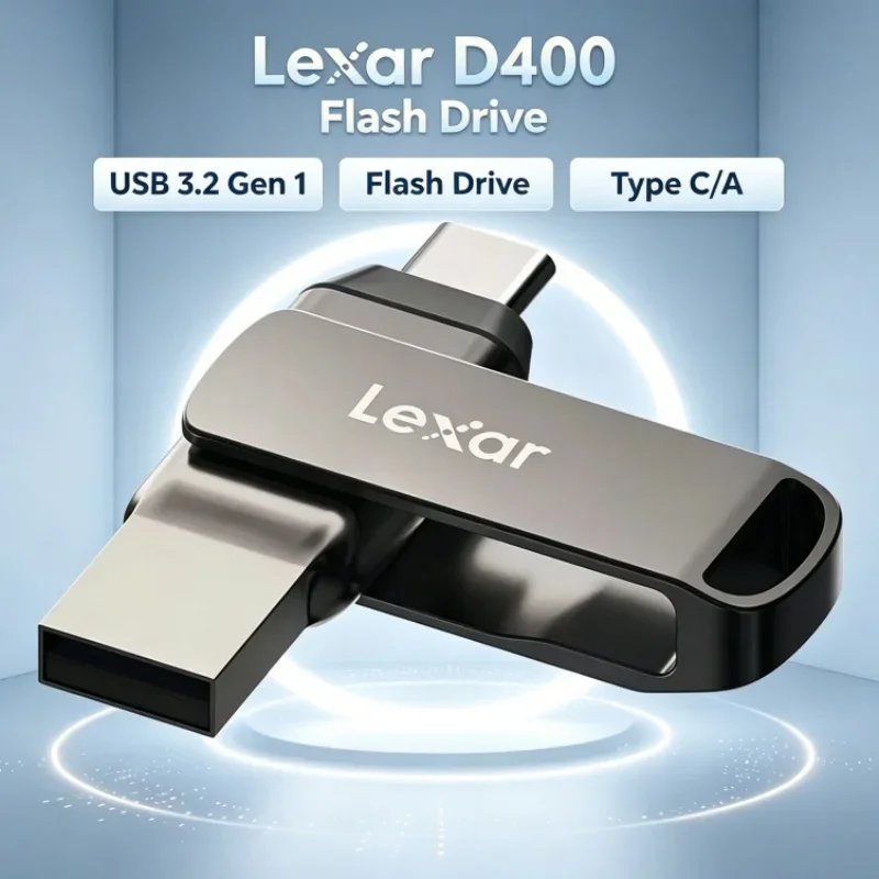 Lexar JumpDrive Dual Drive D400 Dual Slot Type C/A USB Flash Drive 32GB 64GB 128GB 256GB USB 3.2 Gen 1 For PC/Mac