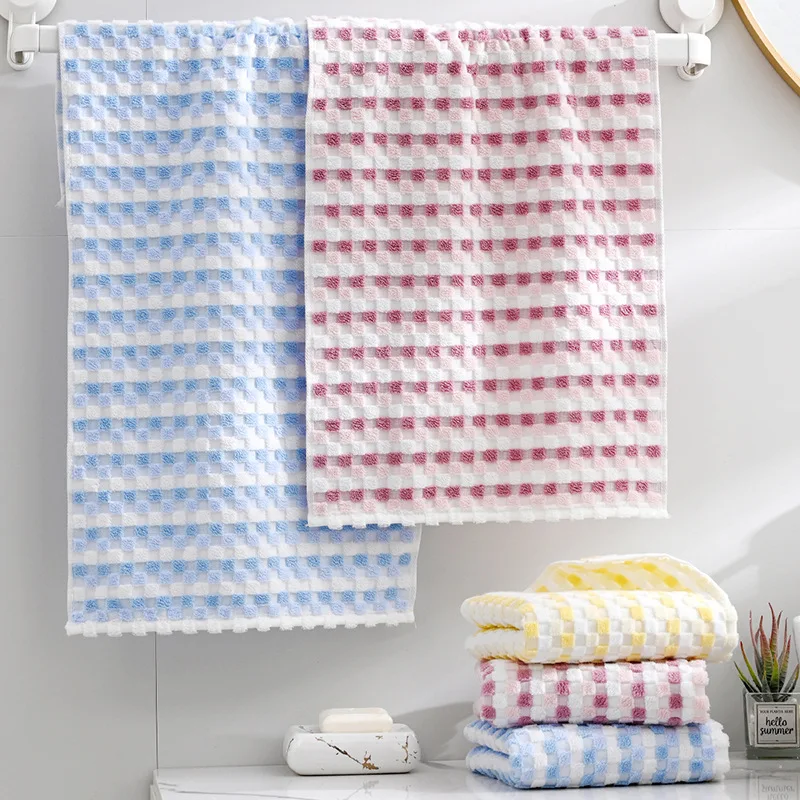 New 40S Yarn Dyed Checkered Jacquard Towel A Class Soft Woven Adult Household Towel Water Absorbent Antibacterial Face Towel