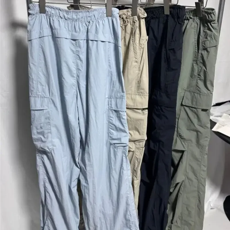 

Pocket Drawstring Cargo Pant Women American Cool Quick Drying Work Pants Woman Autumn Loose Wide Leg Trousers