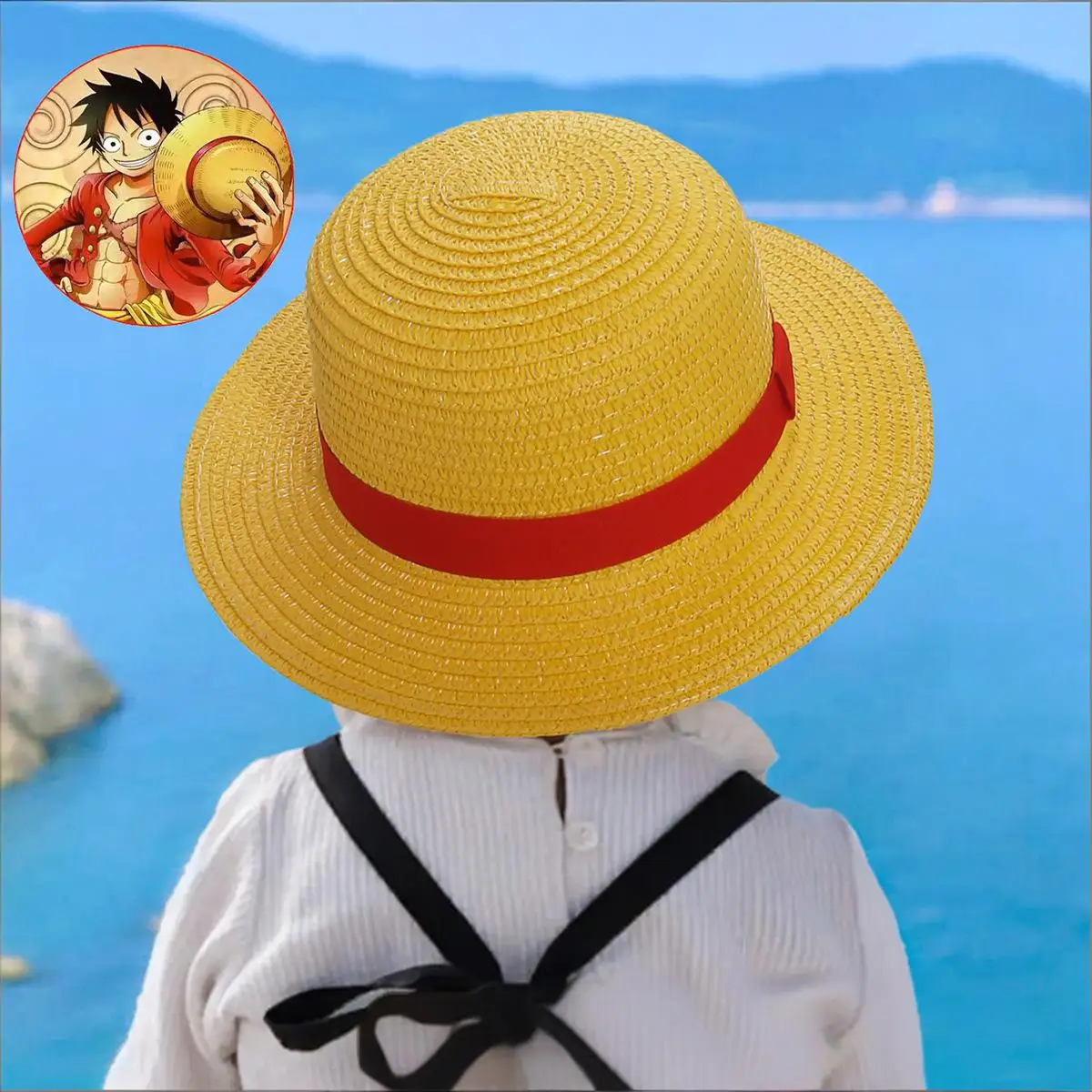 One Piece Luffy Cosplay Hut Anime Cosplay Requisiten Kinderhüte Spielzeug Sonnen-Cartoon-Requisiten Cosplay Hut Kinder Geburtstagsgeschenk Strandhut Unisex