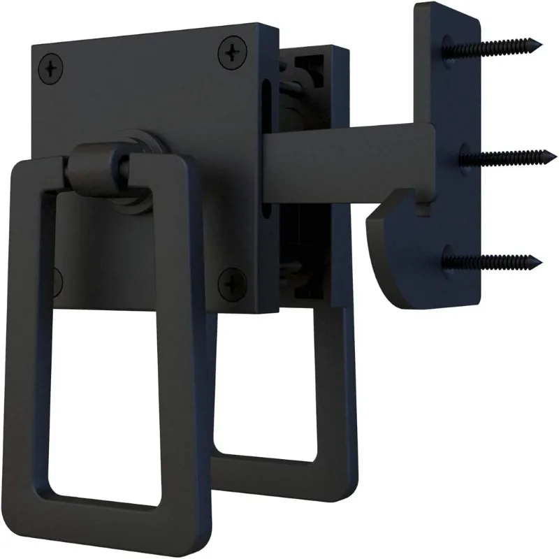 

Self Locking Gate Latch, Heavy Duty Double Side Gate Latches Black Gate Latches for Outdoor Fence, Wooden Gates, Pool Gat
