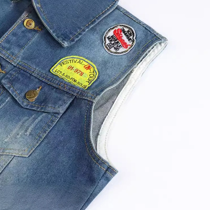 Spring Summber Men's Denim Vests Vintage Cotton Jeans Waistcoats Mens Fashion Ripped Biker Sleeveless Jackets Clothing view 4
