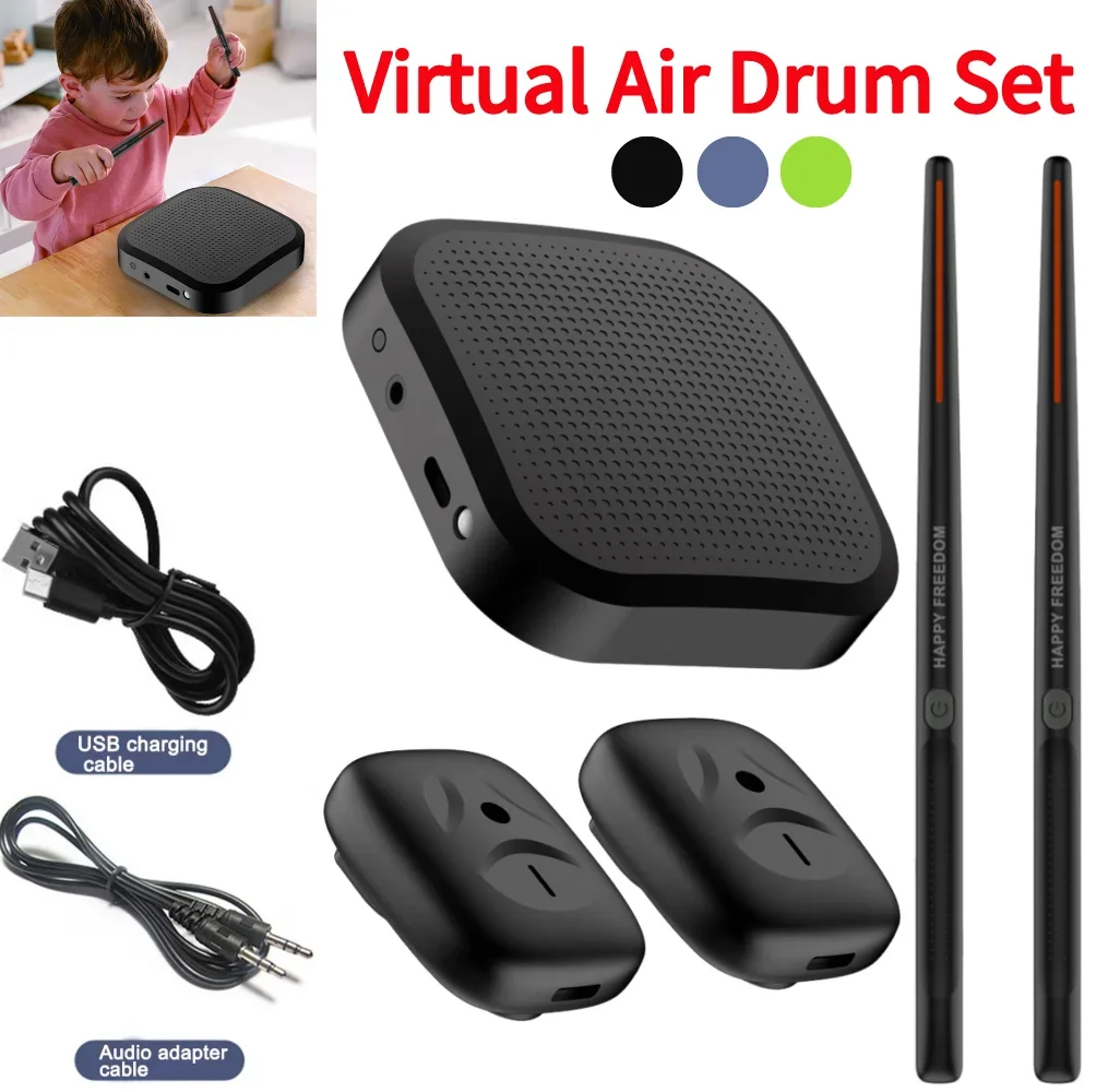 Set Drum Udara Virtual Drum Udara dengan Stik Drum Set Drum Elektronik Pintar Portabel Hadiah untuk Pemula Hadiah Ulang Tahun Anak-anak