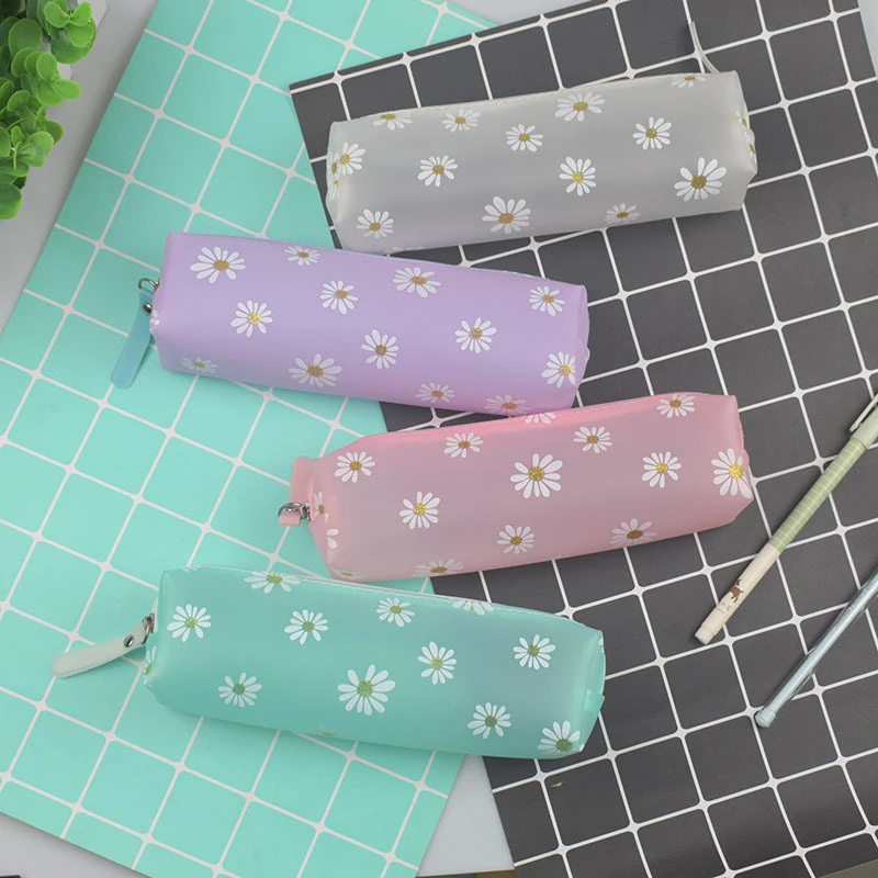 School Supplies Stationery Kawaii Transparent Pencil Case Daisy Gift Estuches School Pencil Box Pencilcase Pencil Bag