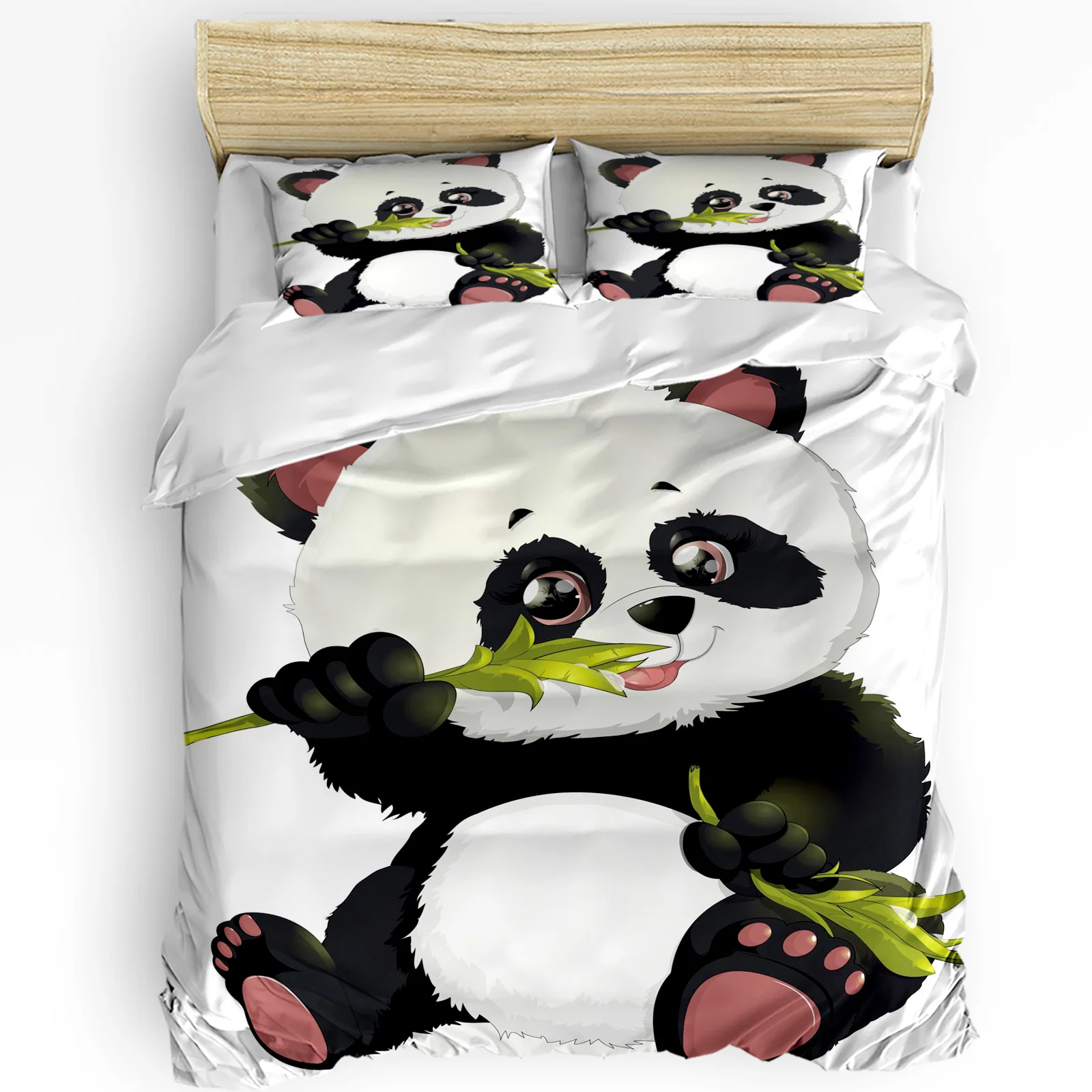 

Animal Cute Panda Bamboo Printed Comfort Duvet Cover Pillow Case Home Textile Quilt Cover Boy Kid Teen Girl 3pcs Bedding Set