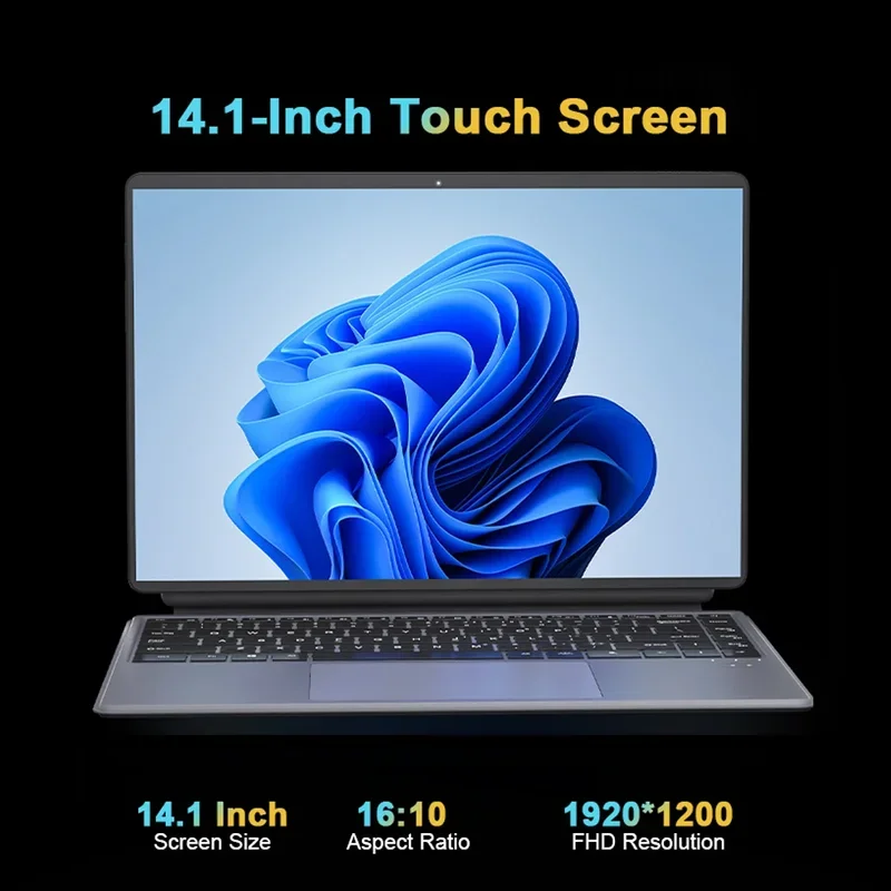 YYHC 2 In 1 노트북 N100 프로세서 14 인치 터치 스크린 IPS LCD 16GB Win 11 태블릿 Pc 휴대용 노트북 컴퓨터