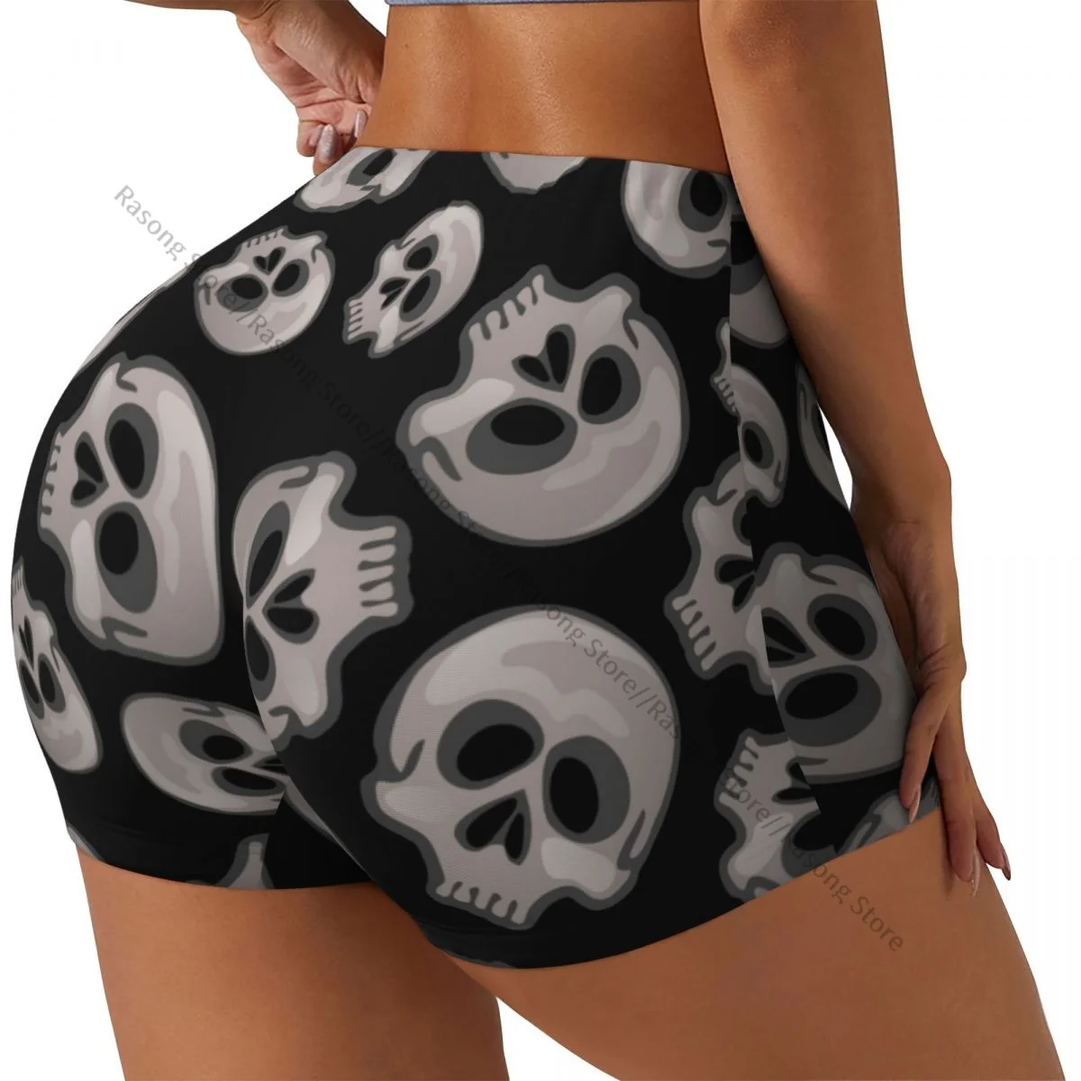 Women Yoga Shorts Skulls Workout Shorts Fitness quick-dry Ladies Yoga Gym Running Short Pants Sportswear