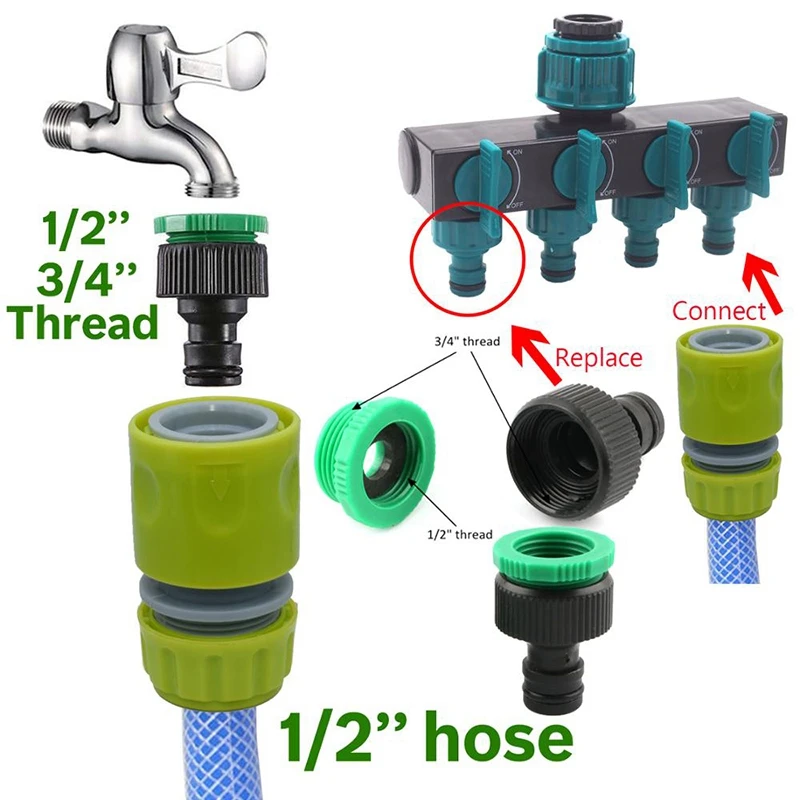 10PCS Hose Garden Tap Water Hose Pipe 1/2 Inch Connector Quick Connect Adapter Fitting Repair Watering For Greenhouse