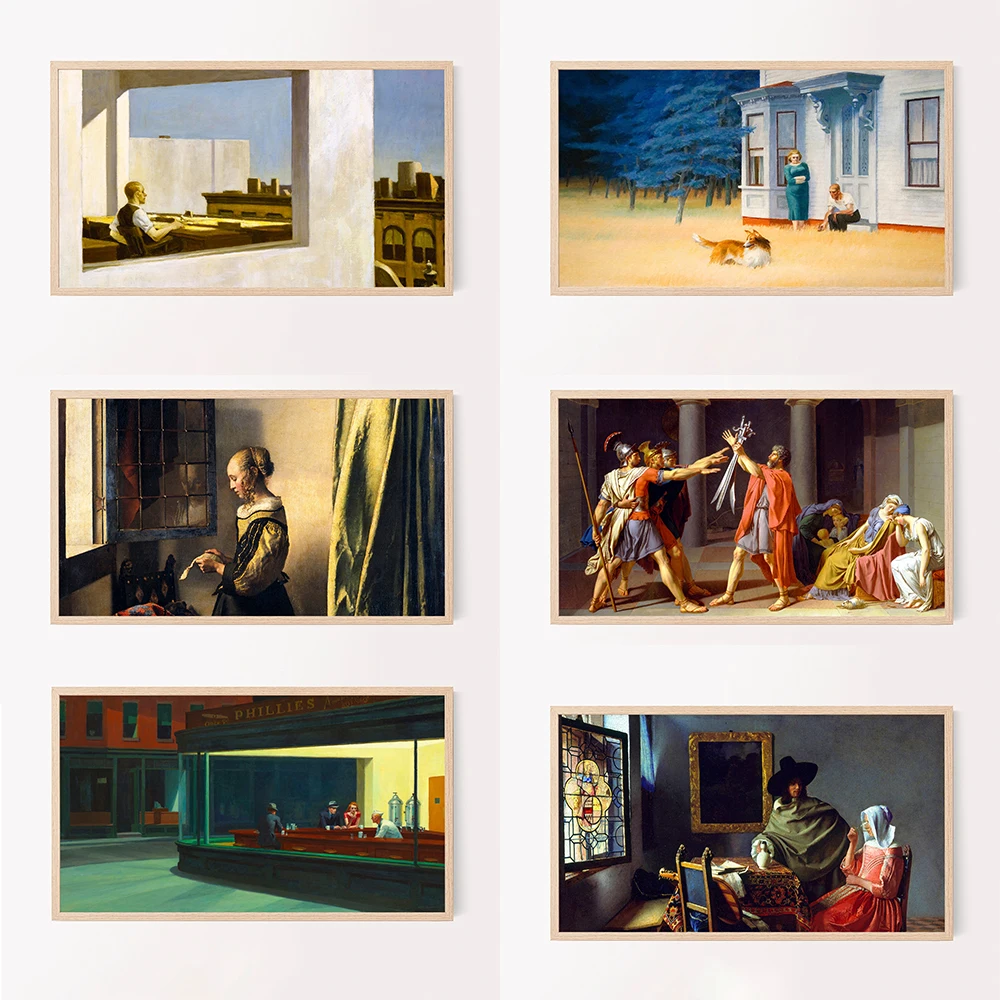 Western Motel Edward Hopper Art Prints Famous Artist Art for Home Decoration Girl Reading A Letter By An Open Window Art Poster