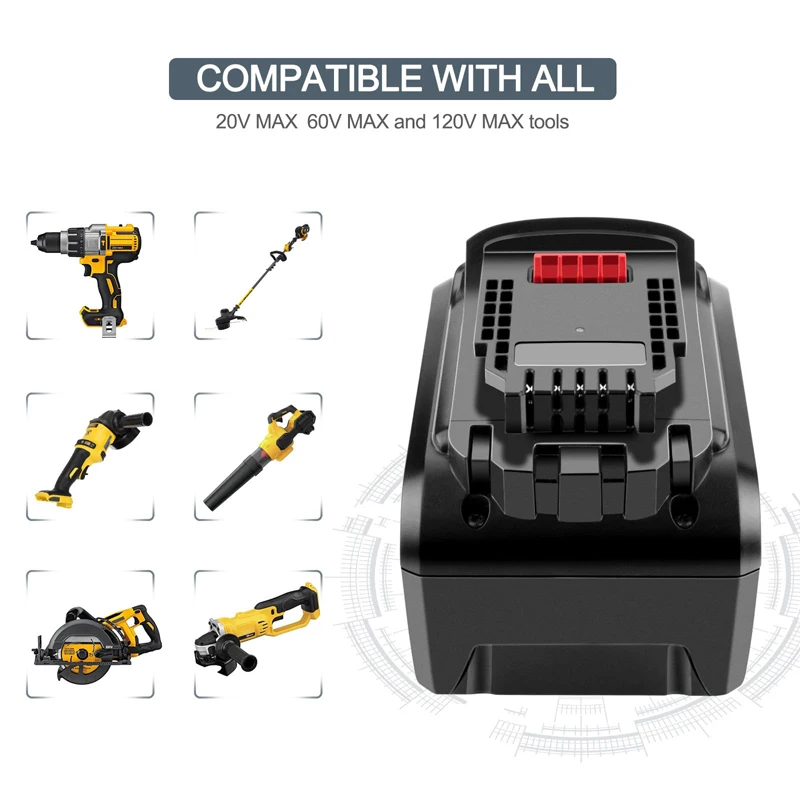 Batteria 9.0Ah DCB609 20V 60V compatibile con Dewalt Sostituzione per batteria 20V/60V DCB606 DCB612 DCB200 DCB206 DCB203 DCB205
