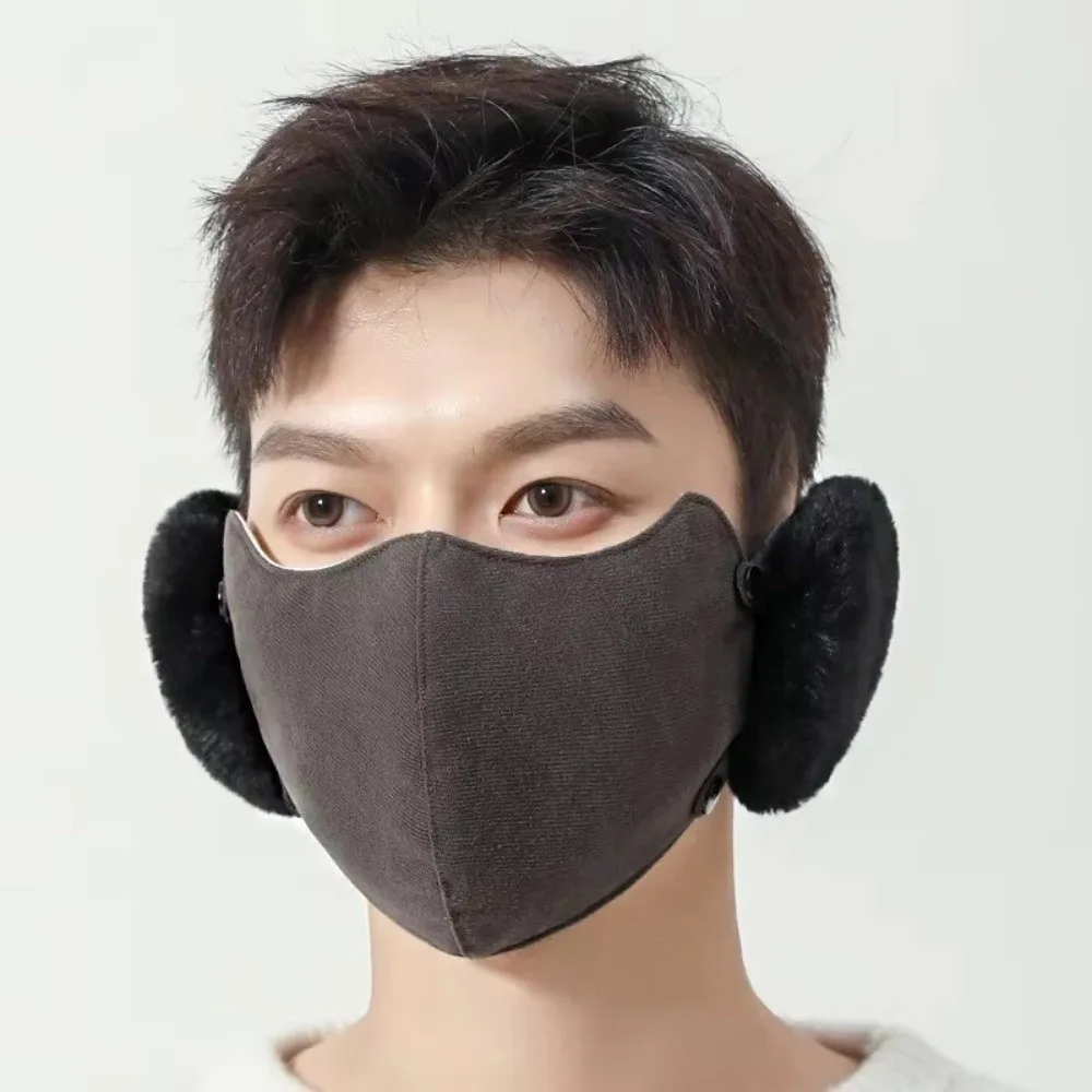 Mascarilla facial cálida para invierno al aire libre, forro polar 3D, orejera dos en uno, resistente al frío, transpirable, protección para los oídos