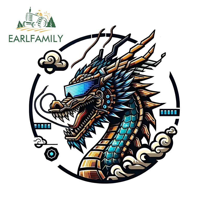 EARLFAMILY For futuristic style dragon Car Stickers creative personality Cartoon Decals Sunscreen  Waterproof Car Door Protector