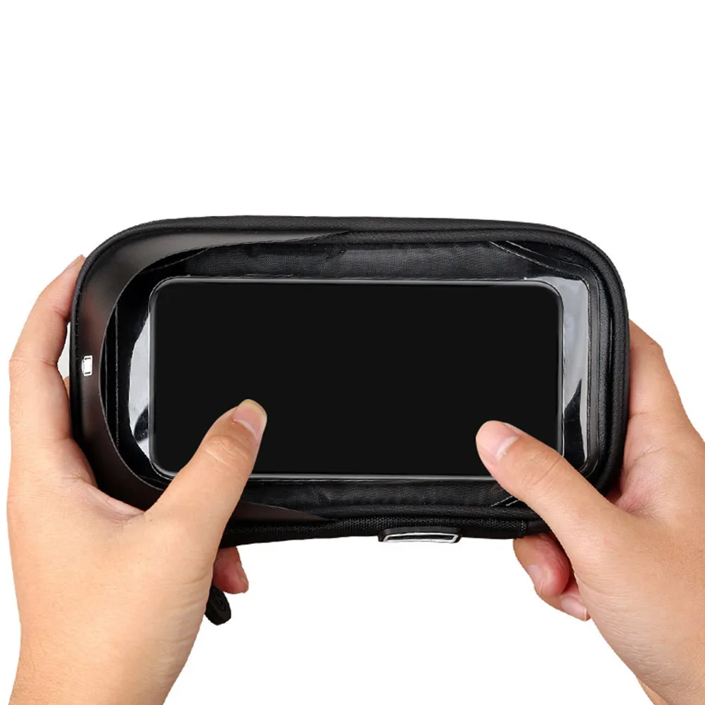 Borsa per telefono da bici Custodia impermeabile per cellulare con supporto regolabile per manubrio o telaio Chiusura con cerniera trasparente Conveniente