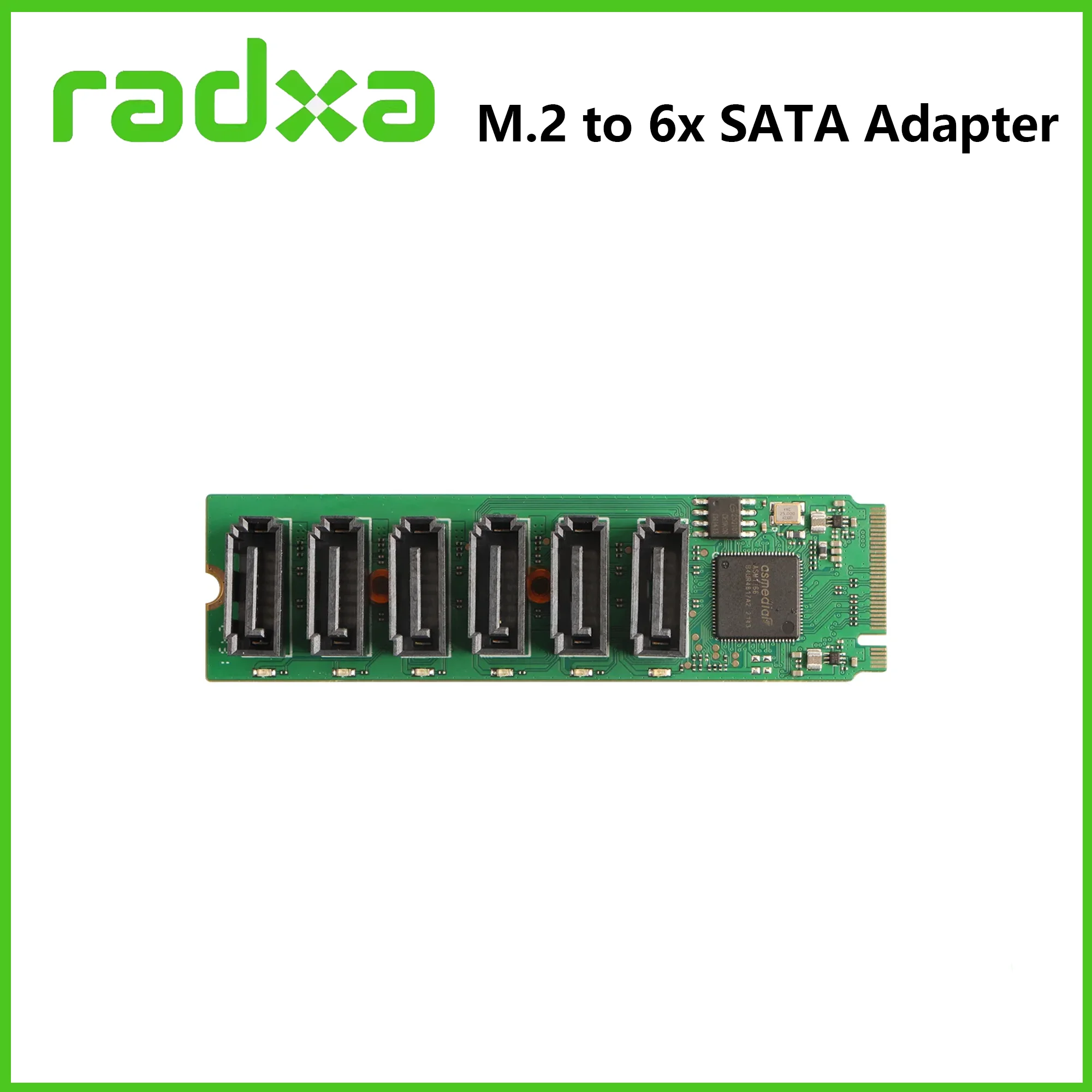 Adaptador Radxa M.2 a 6x SATA, 6 puertos SATA Gen3 (6 Gbps), interfaz de llave M.2 M