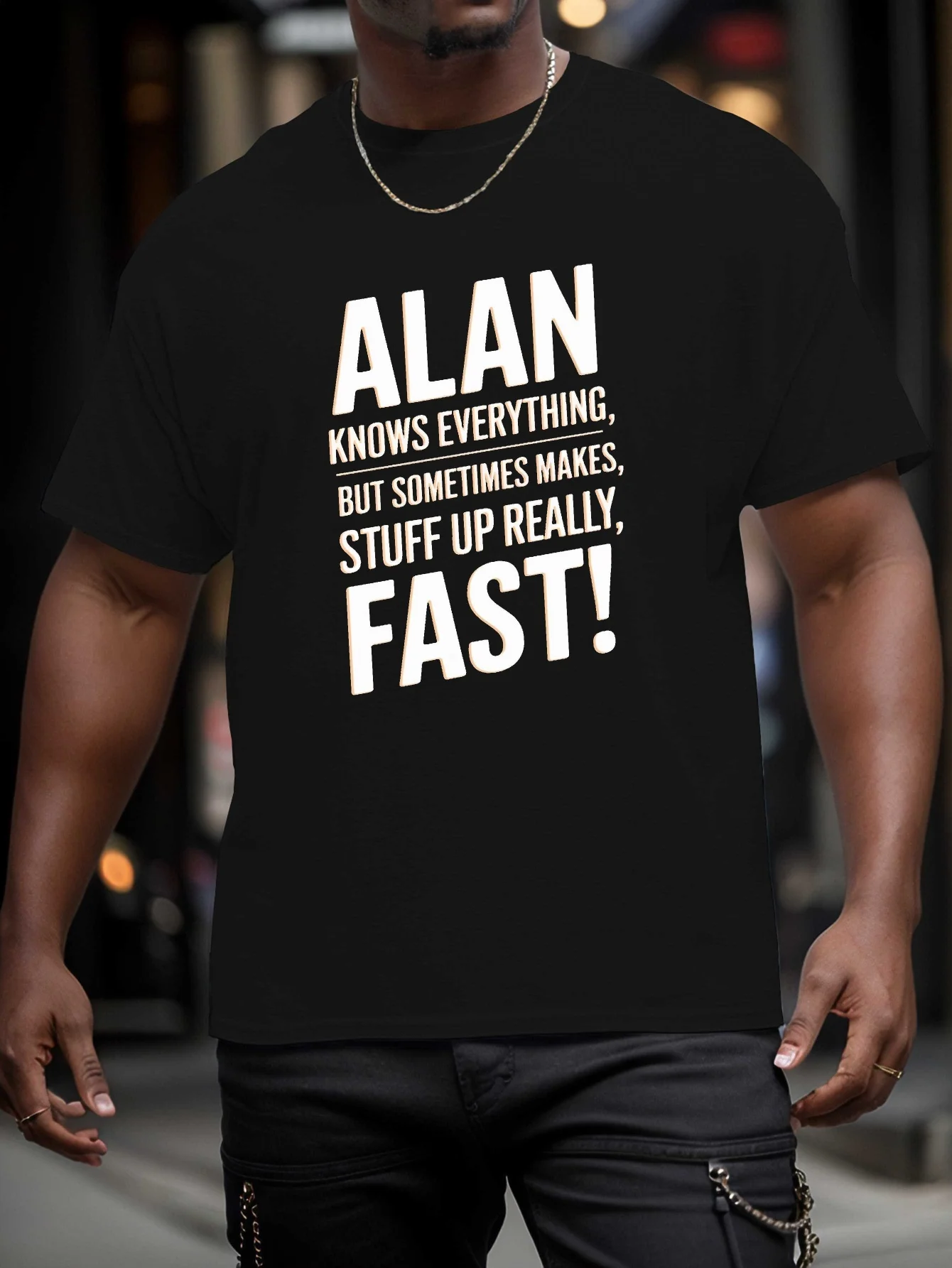 

Мужские футболки Уличная одежда Мужская одежда Лето 100% хлопок Alan Knows Everything Футболка с короткими рукавами с принтом Спортивная спортивная одежда
