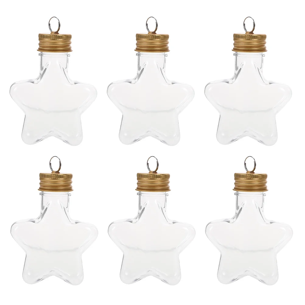 

6Pcs Christmas Star Bottle Decoration Refillable Candy Bottles Transparent Hanging Craft Bottles Wishing Containers