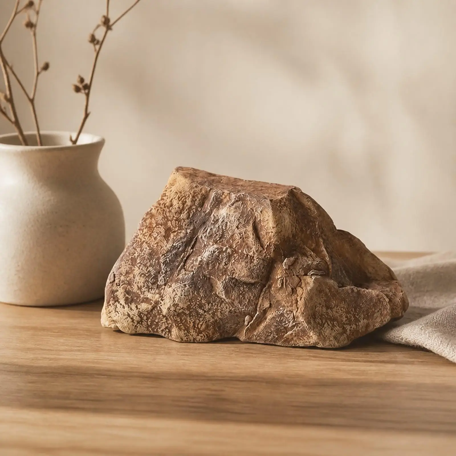 Earthy Faux Stone Sculpture PU Material Rock Decor for Retail Display Window Creative Art
