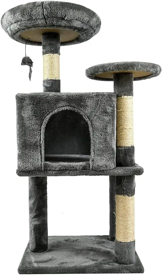 Cat Tree Tower for Large Cats 10 Lbs Modern Design 35 inches Tall Cat Condo Multi-Level Furniture with Scratching Posts,