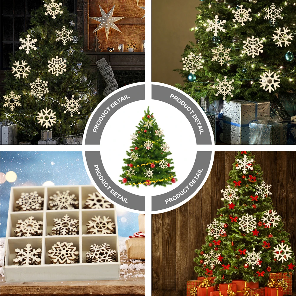 

72 pcs Wooden Snowflake DIY Pendants Christmas Decor Hanging Crafts Mini Graffiti Handiworks Holiday Gifts Sewing Accessories