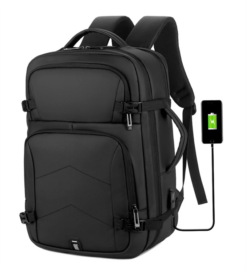 Nesitu Waterproof Large Capacity A4 14 15.6 inch Laptop Men Women Backpack Hiking Climb Camping Travel Bag Black Grey M2023