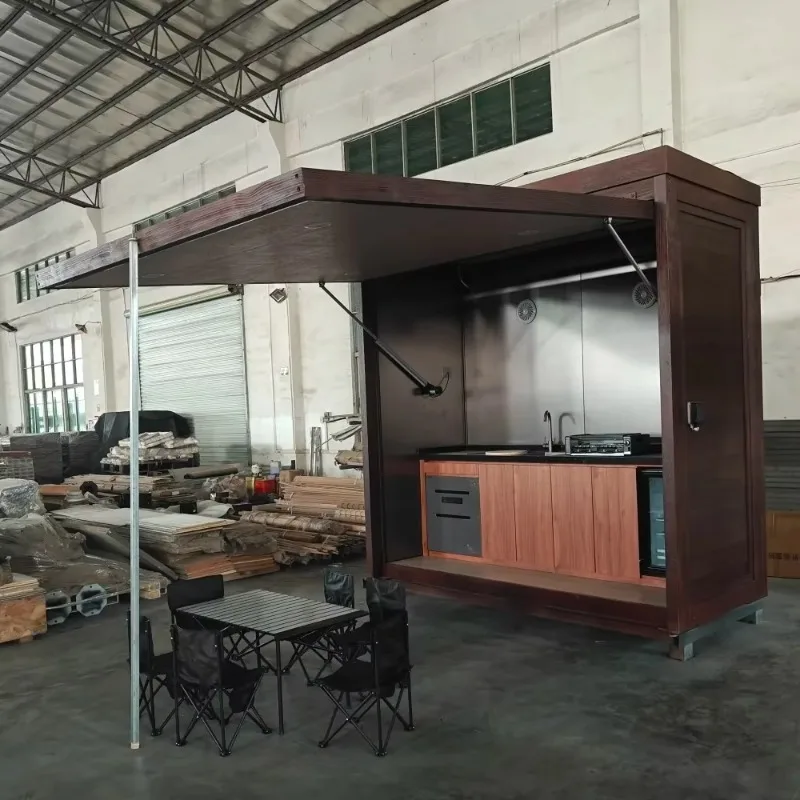 New Arrivals Customized Waterproof  Eco-Friendly Outdoor Kitchen BBQ Grill with Shed