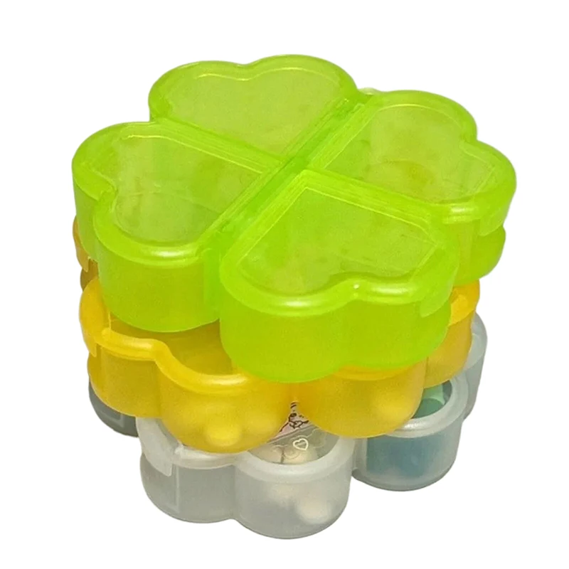 Durable Plastic Pill Storage Box Four-leaf Clover 4 Grids Daily Pill Organizer Drug Separation Drug Container