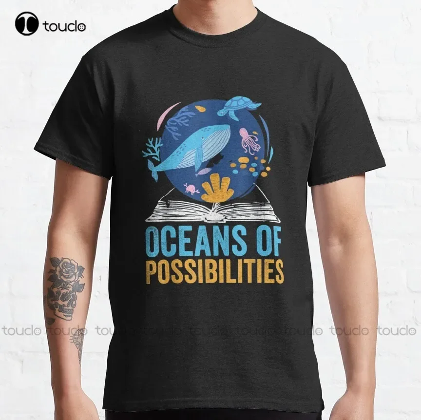 Oceans Of Possibilities Summer Reading Classic T-Shirt Red Shirts For Women Custom Gift Outdoor Simple Vintag Casual T Shirts