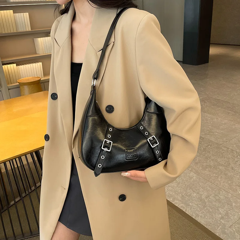 

2025 Korean Style Underarm Crossbody Bag, Genuine Leather Multi-way Shoulder Purse, Vintage Small Tote for Work Commute & Dating