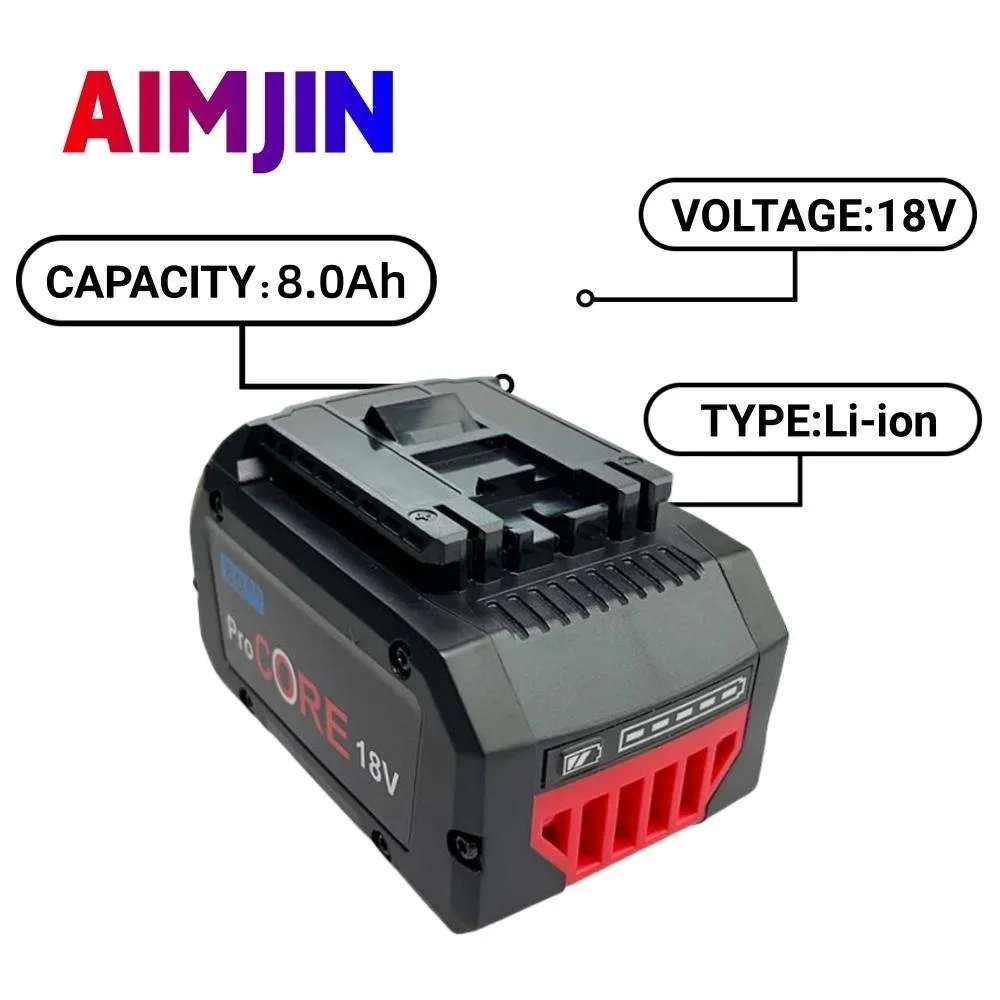 

18V 8000mAh Lithium Ion Rechargeable Battery For Bosch BAT609 BAT618 GBA18V80 Power Tool Backup Battery Replacement