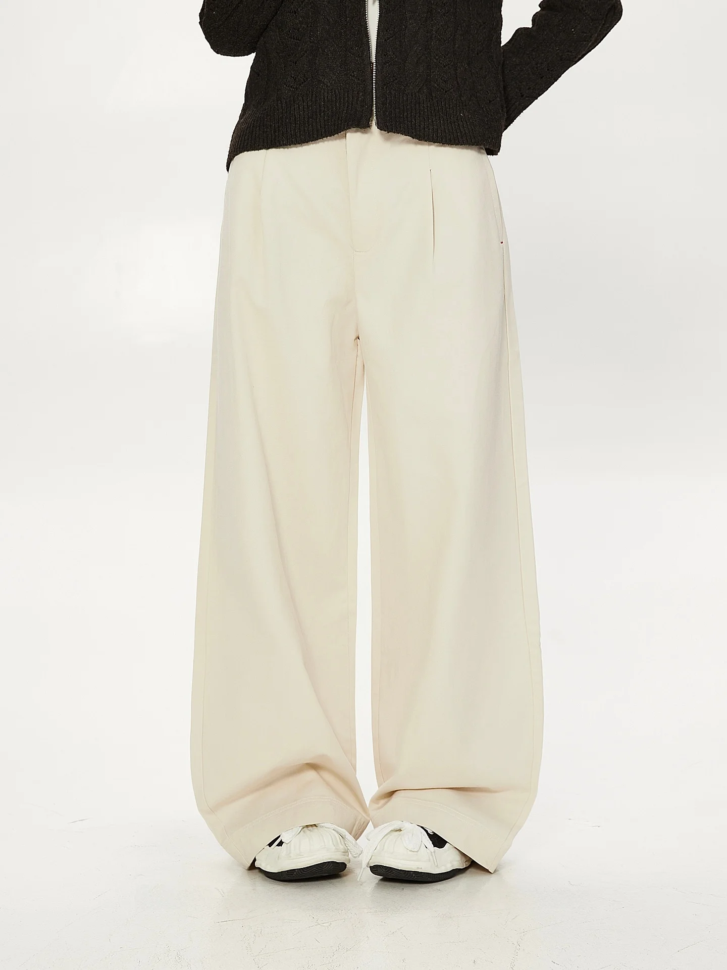 American Retro Loose Lazy Sle Apricot Casual Pants Women Spring Autumn High Sense Straight Leg Slimming Long Trousers Trendy