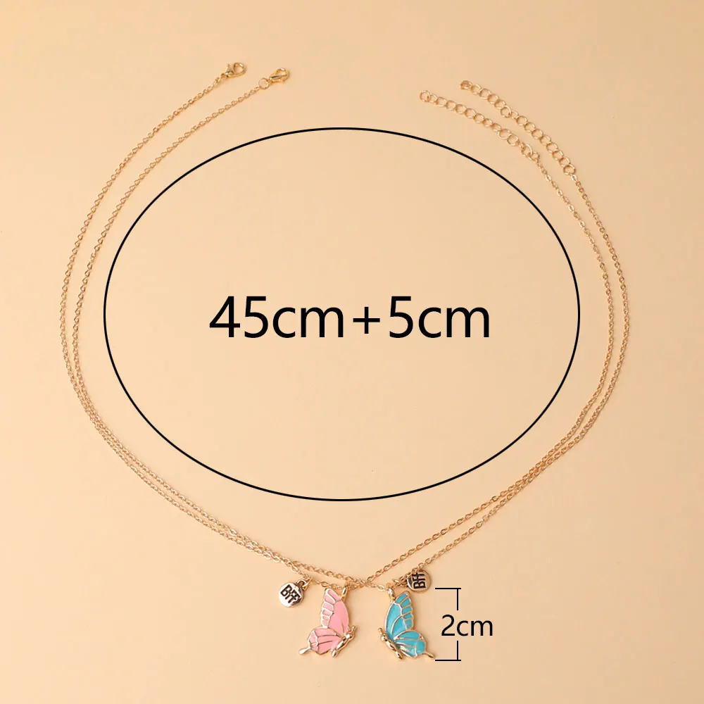 Paired BFF Neckaces Butterfly Pendant Charm Couple Necklaces Friendship Lover Jewelry Chokers Clavicle Chain Necklace Women Girl