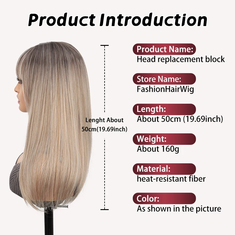 Adorno de pelo liso sintético de 50 cm |   Parte superior de la cobertura de la cabeza con clip |   Extensiones con clip diarias ultraligeras y transpirables