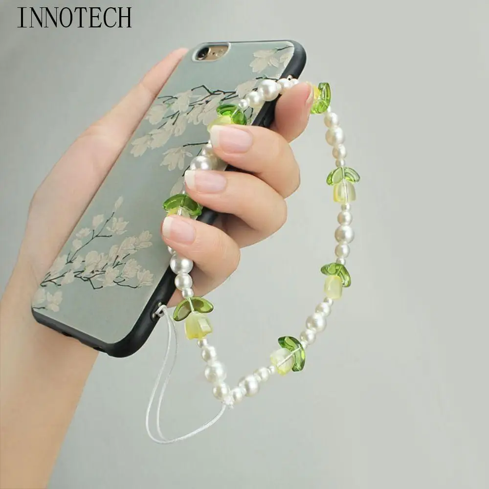 

Жемчужная бусина, тюльпан, бусина, подвесной ремешок для телефона, стеклянный цветок, тюльпан, цепочка для мобильного телефона, короткие милые цветы, ремешок для мобильного телефона из бисера