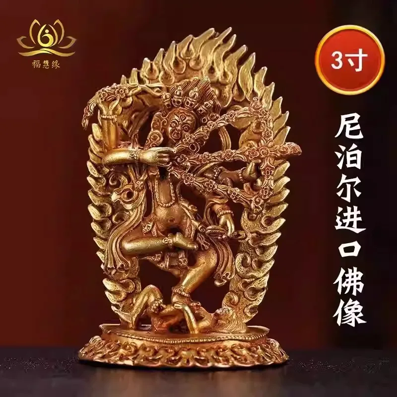3inch Tibetan Vajrayana copper , handcrafted and fully gilded, Mandala Buddha Mother statue, auspicious figurine or