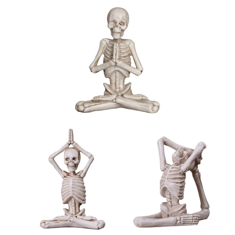 

Mini Skeleton Yoga Figurine for Halloween Enhances the Mysterious and Terrifying Atmospheres with this Decor Piece M76D