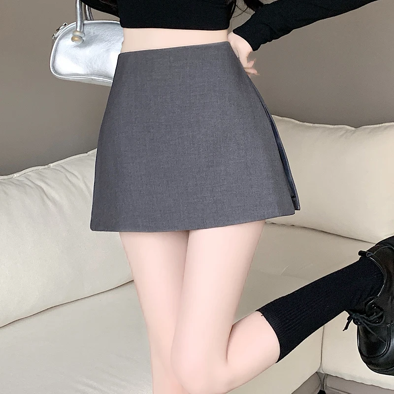 

Новая весенняя асимметричная юбка А-силуэта с завышенной талией для женщин, корейская версия, из полиэстера, для офиса