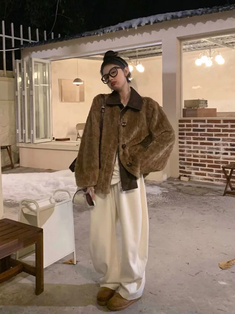 2025 ملابس نسائية معطف فرو صناعي سميك فضفاض شتاء جديد 1130 #3